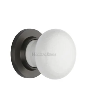 White Crackle Knob with Matt Bronze base