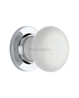 White Crackle Knob with Polished Chrome base