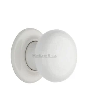 White Crackle Knob with Porcelain base