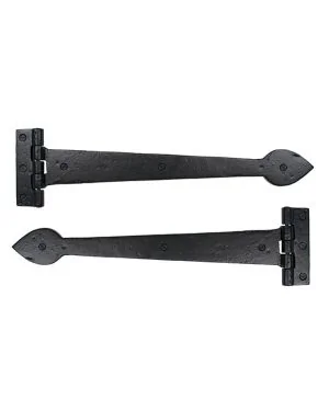 Black Smooth 16" Cast T Hinge (pair)