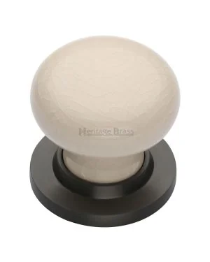 Cream Crackle Knob with Matt Bronze base