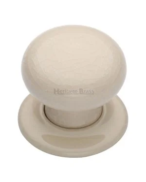 Cream Crackle Knob with Porcelain base