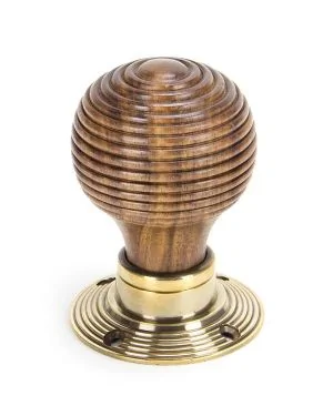 Rosewood & Aged Brass Beehive Mortice/Rim Knob Set
