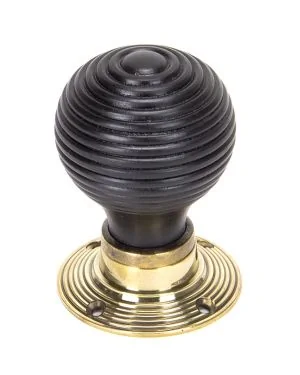 Ebony & Aged Brass Beehive Mortice/Rim Knob Set