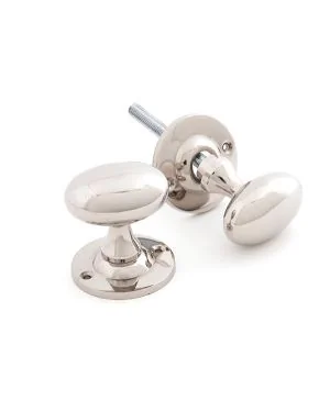 Polished Nickel Oval Mortice/Rim Knob Set