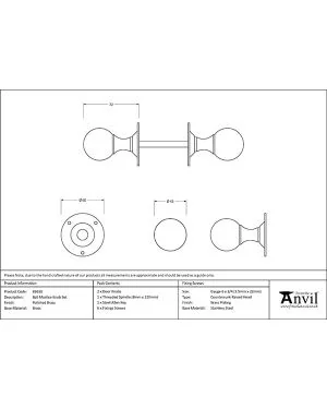 Polished Brass Ball Mortice Knob Set
