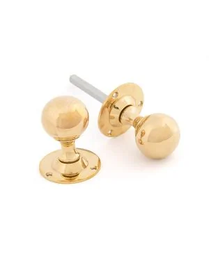 Polished Brass Ball Mortice Knob Set