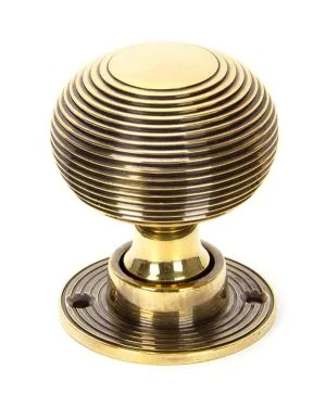 Aged Brass Beehive Mortice/Rim Knob Set