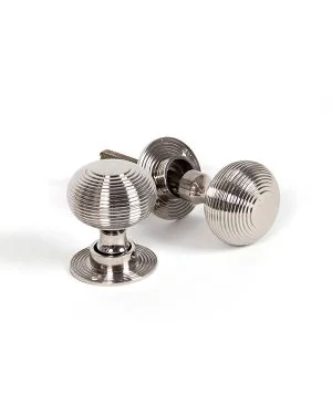 Polished Nickel Heavy Beehive Mortice/Rim Knob Set