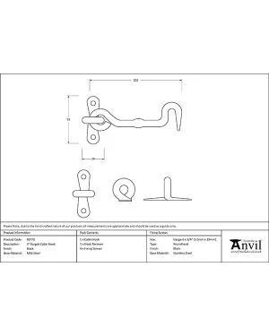 Black 4" Forged Cabin Hook
