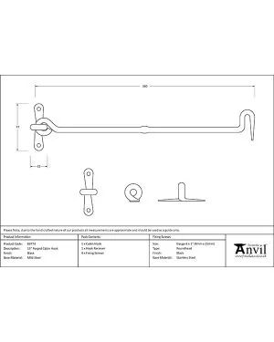 Black 14" Forged Cabin Hook