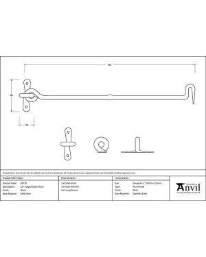 Black 18" Forged Cabin Hook