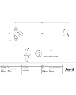Black 8" Forged Cabin Hook