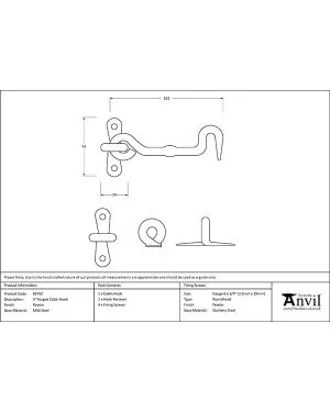 Pewter 4" Forged Cabin Hook