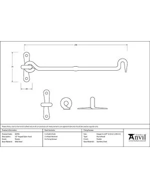Pewter 10" Forged Cabin Hook