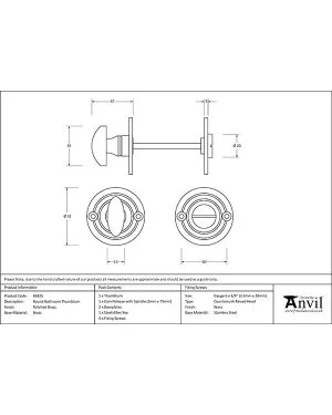 Polished Brass Round Bathroom Thumbturn