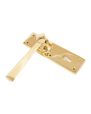 Polished Brass Straight Lever Lock Set