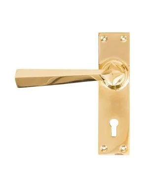 Polished Brass Straight Lever Lock Set