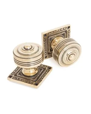 Aged Brass Tewkesbury Square Mortice Knob Set