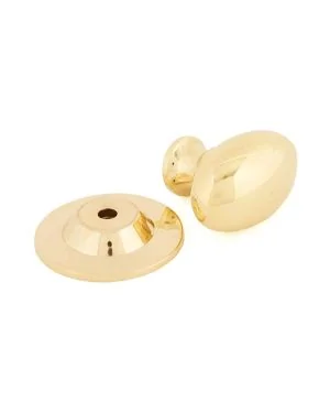 Polished Brass Oval Cabinet Knob 33mm