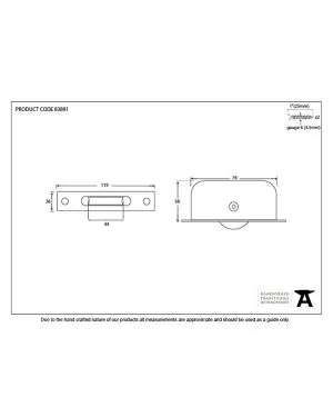 Lacquered Brass Square Ended Sash Pulley 75kg