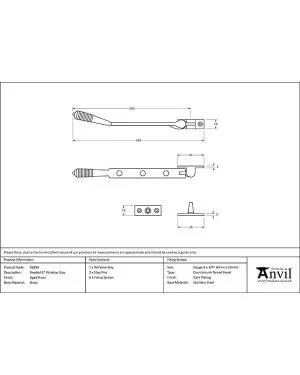 Aged Brass 8" Reeded Stay