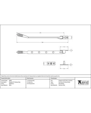 Aged Brass 10" Reeded Stay