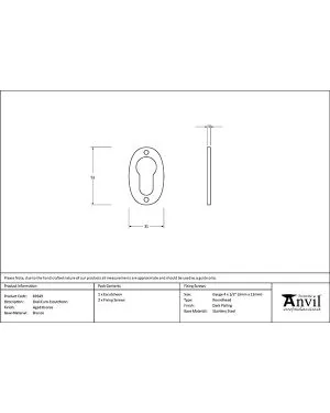 Aged Bronze Oval Euro Escutcheon