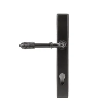 Aged Bronze Reeded Slimline Lever Espag. Lock Set
