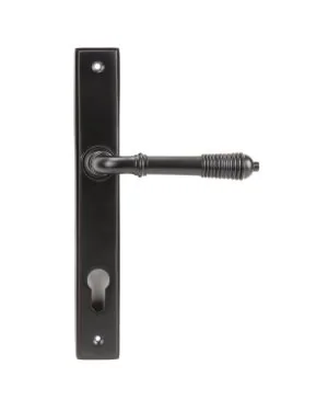 Aged Bronze Reeded Slimline Lever Espag. Lock Set