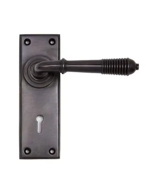 Aged Bronze Reeded Lever Lock Set