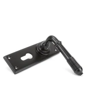 Aged Bronze Reeded Lever Euro Lock Set