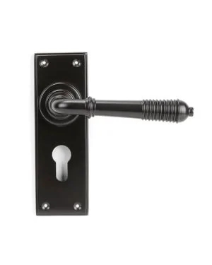 Aged Bronze Reeded Lever Euro Lock Set