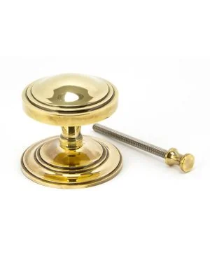 Aged Brass Art Deco Centre Door Knob