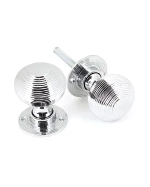Polished Chrome Heavy Beehive Mortice/Rim Knob Set
