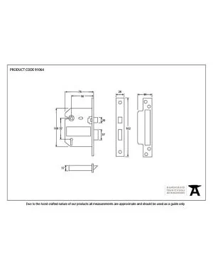 Black 3" 5 Lever BS Sash Lock