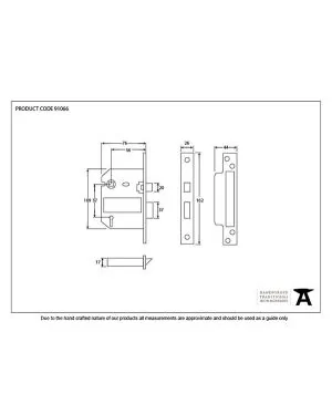 Black 3" 5 Lever BS Sash Lock KA