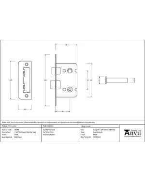 Black 2 ½" Bathroom Mortice Lock