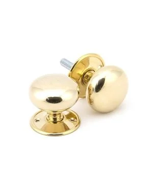 Polished Brass 57mm Mushroom Mortice/Rim Knob Set