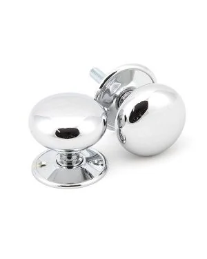 Polished Chrome 57mm Mushroom Mortice/Rim Knob Set