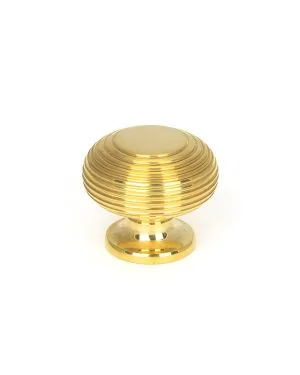 Polished Brass Beehive Cabinet Knob 40mm