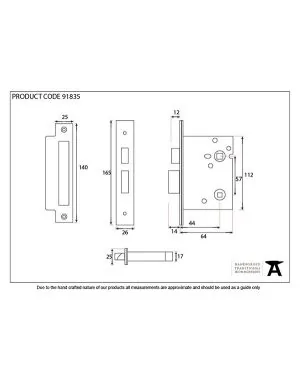 PVD 2 1/2" Heavy Duty Bathroom Mortice Lock