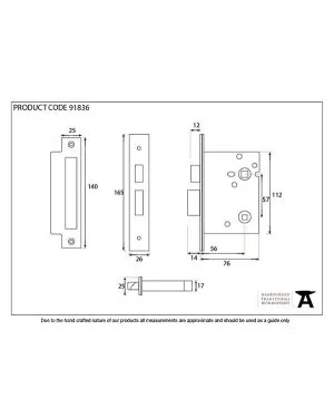 PVD 3" Heavy Duty Bathroom Mortice Lock