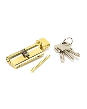 Lacquered Brass 35/35 Euro Cylinder/Thumbturn