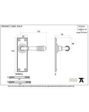Polished Bronze Reeded Lever Latch Set