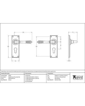 Polished Bronze Reeded Lever Euro Lock Set