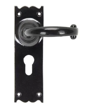 Black Cottage Lever Euro Lock Set