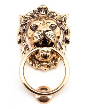 Polished Bronze Lion Head Door Knocker