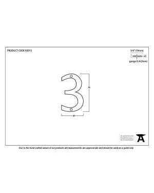 Aged Bronze Numeral 3