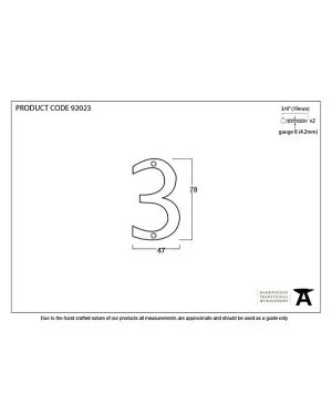 Polished Bronze Numeral 3